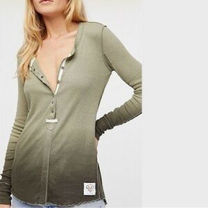 Free People Olive Long Sleeve Top